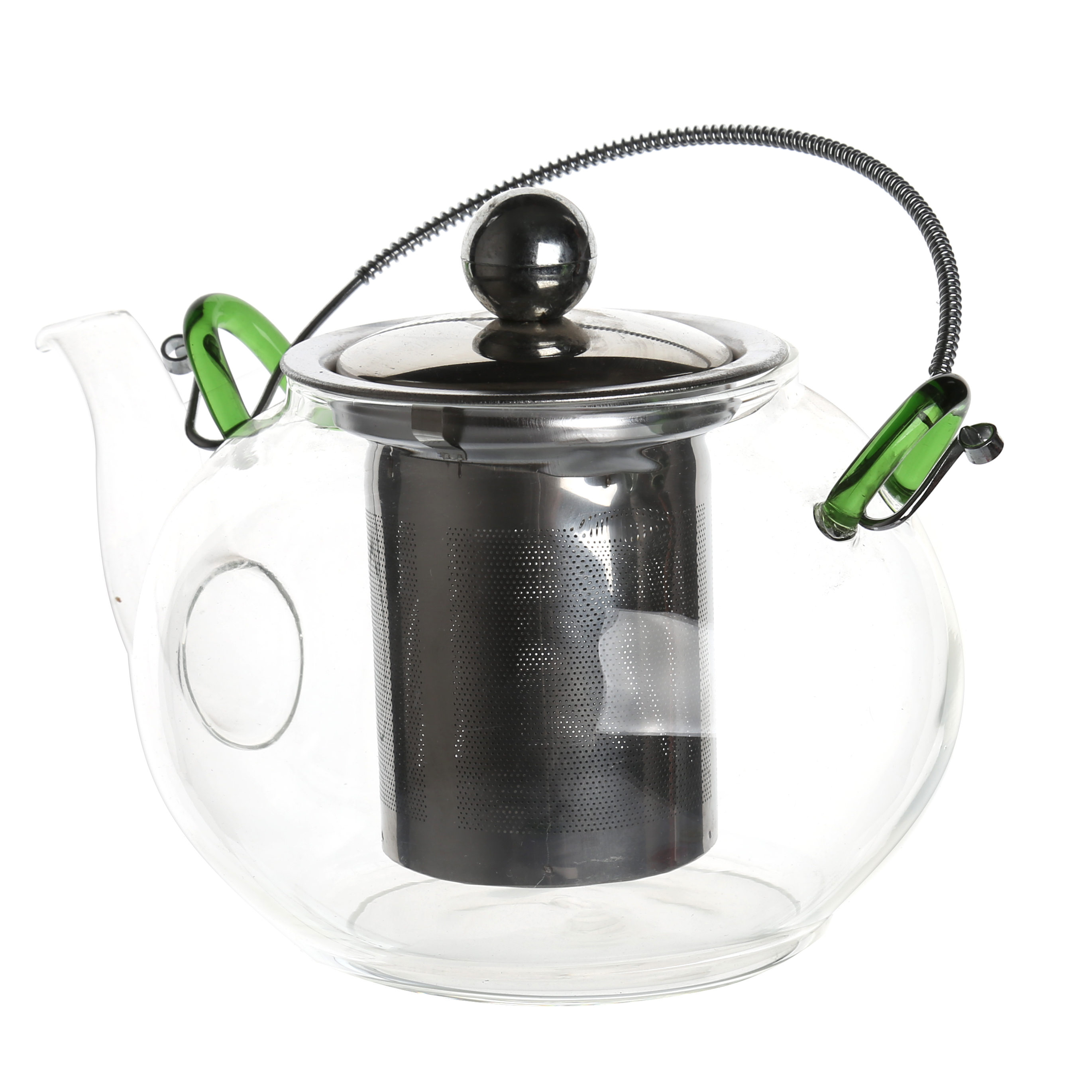  Transparent with Removable Stainless Steel Filter Handheld Glass Teapot Glass
