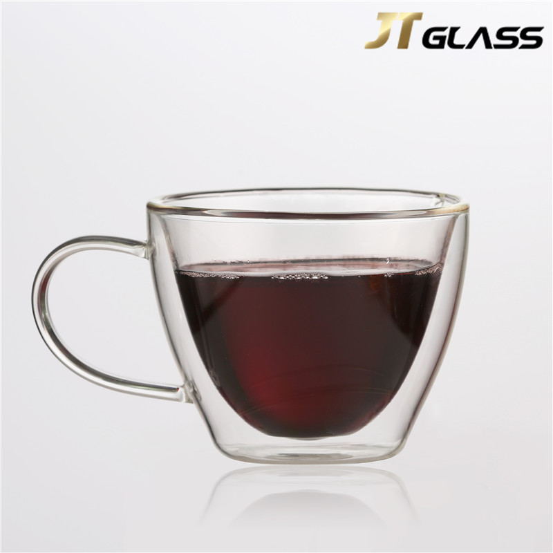 Clear Drinking Borosilicate Glass Tea Cup With Handle 