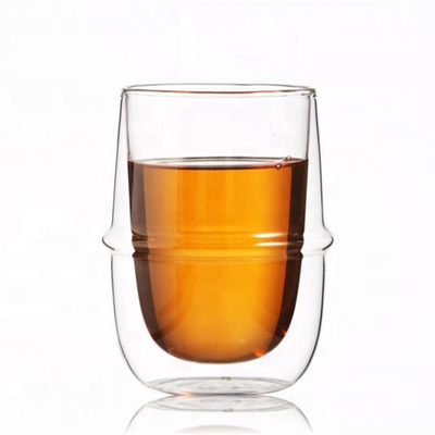 Hand blown wholesale glass cheap red wine glass double glass transparent cup