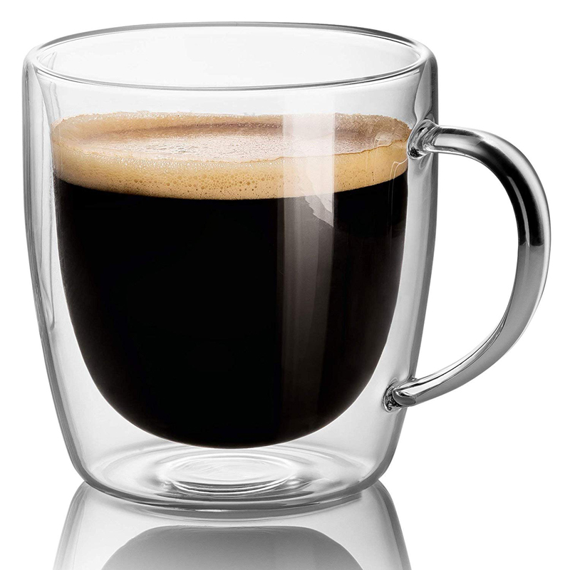 Amazon Hot Selling Coffee Tea Cup Cup Water Cup 12oz Double-layer Vacuum Mug Latte Cappuccino Espresso Glassware