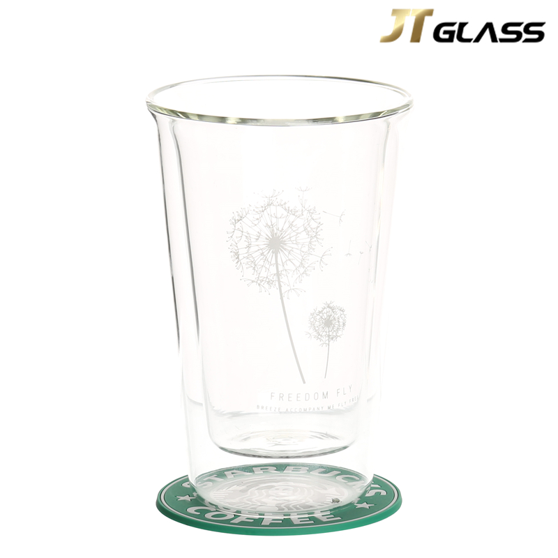 Promotional 320ml Unbreakable High Borosilicate Double Wall Glass Coffee Mug Withoout Handle 
