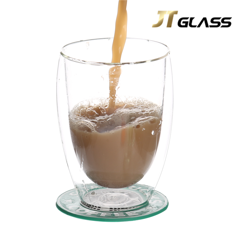 Hand-made Custom Heat Resistant Glass Double Wall Coffee Cup 