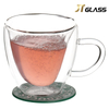 150ml top quality cute double walled heart love shaped glass coffee cup with handle 