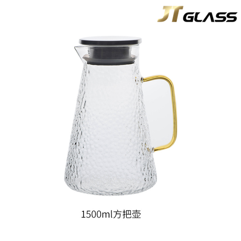 1500ml Borosilicate Glass Carafe Jug Set Glass Bedside Water Carafe With stainless steel cover 