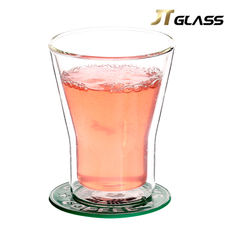 Mouth Blown Fancy Design Wholesale Price 250ml Double Wall Glass Cup 