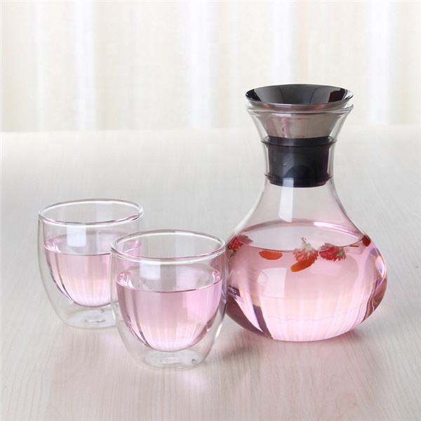 Water Pitcher Carafe Clear Glass 1000ml 1L Handmade Transparent Household Individual White Box for Wine Juice Milk Tea 1500ml