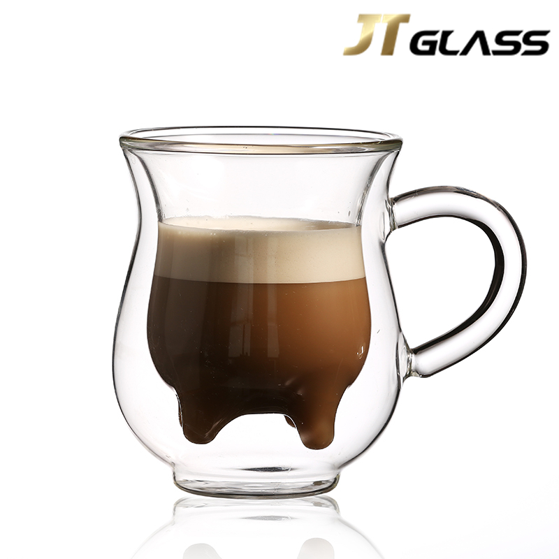 China Supplier The upscale Creative Double Glass Cup Breakfast Milk Mug 