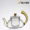  Teapot 600ML Green Handle Glass Teapot Infuser