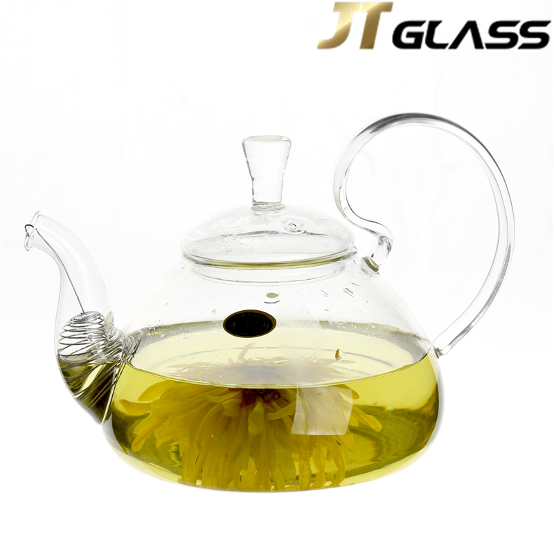 Eco Friendly Handmade Heat Resistant Borosilicate Glass Teapots with Spring 