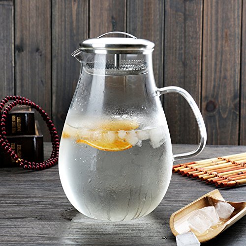 Wholesale High borosilicate glass water jug with stainless steel lid ...