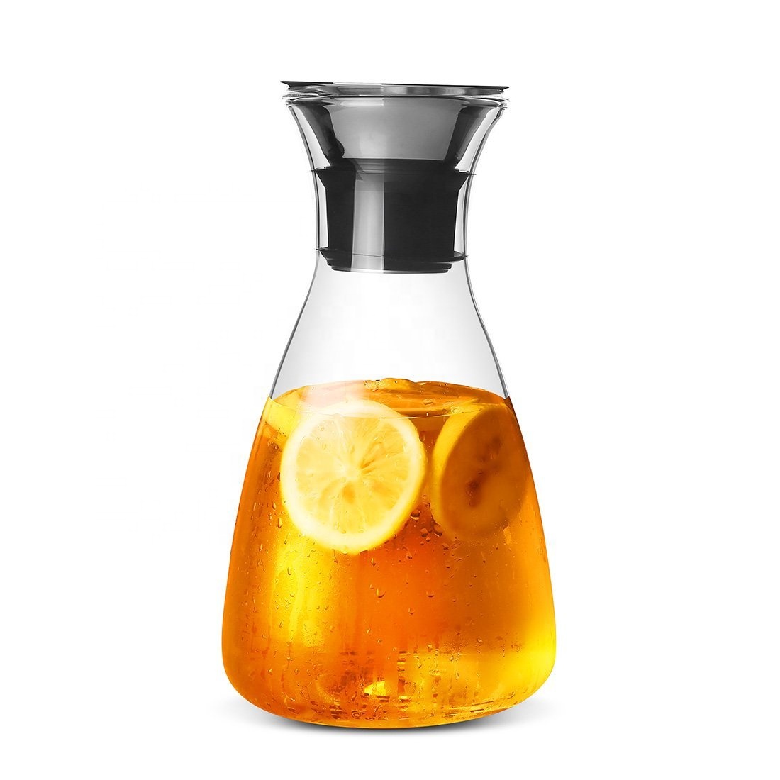 Morden Fashion Heat-resistant Glass Cooling Water Carafe with Stainless Steel Lid