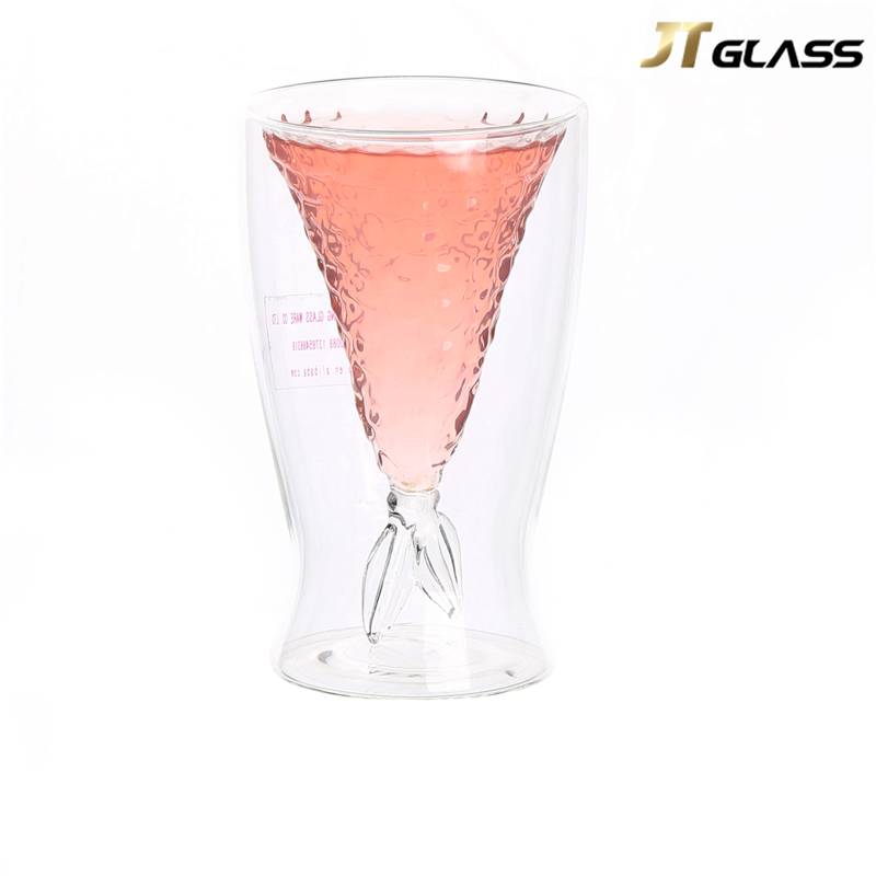 Creative borosilicate double wall glass cup fishtail cup 