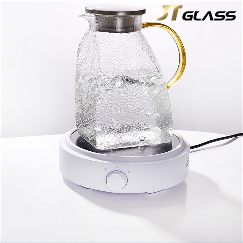 Handblown Clear Heat Resistant Glass Hot Water Jug with Spout And Lid 