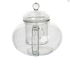 Heat- Resisting Borosilicate Glass Teapot with Leaf Lid+ 4 Double Wall Tea Cups