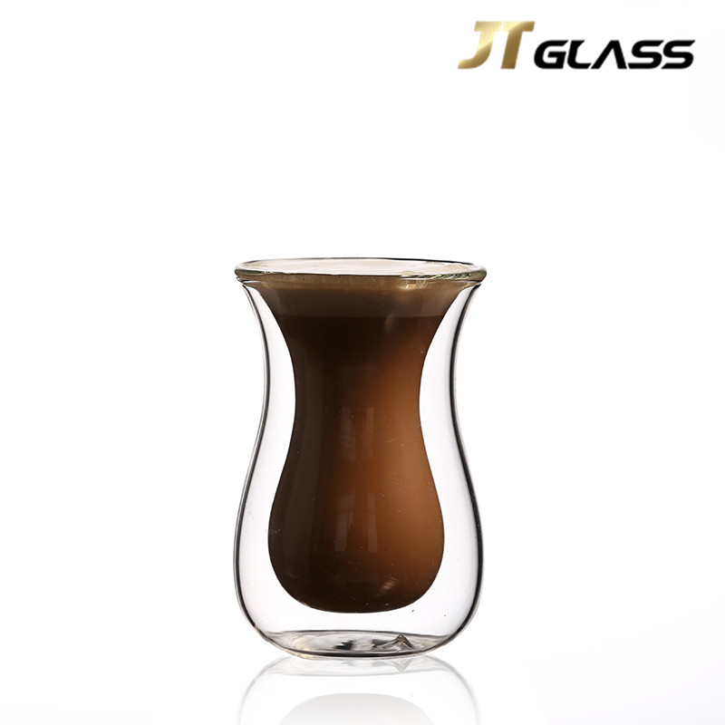 Eco-friendly Borosilicate Handmade glass double walled upside down bottle glass cup 