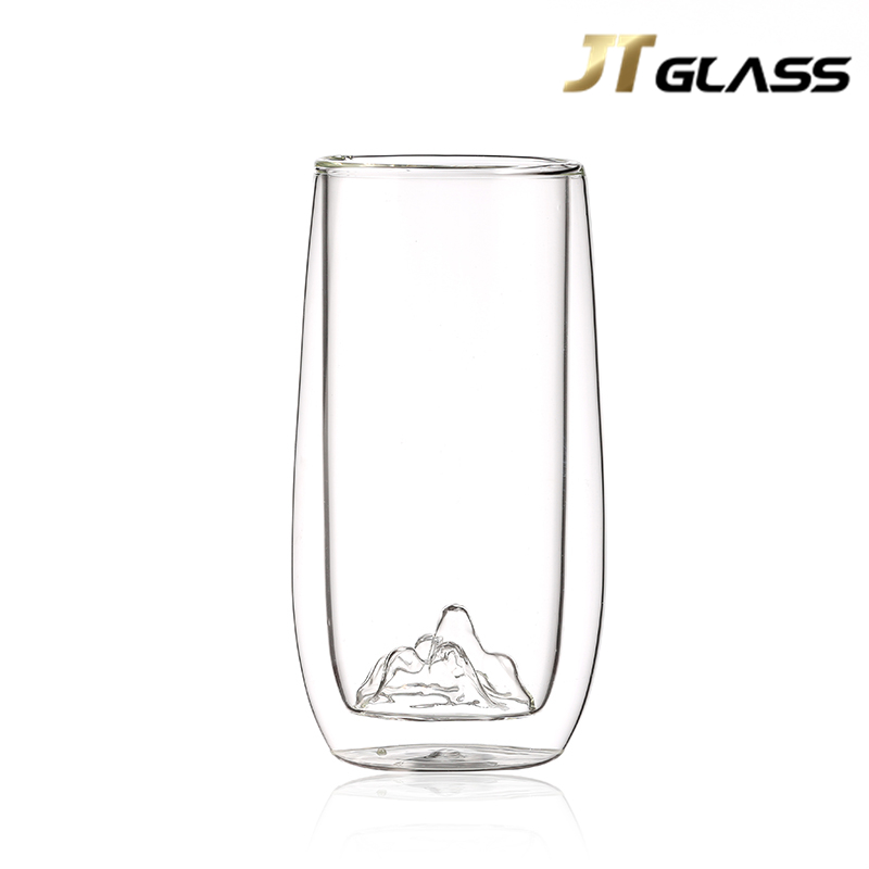 Heat-Resistant Insulated White Craft Glass Coffee Tea Cups 