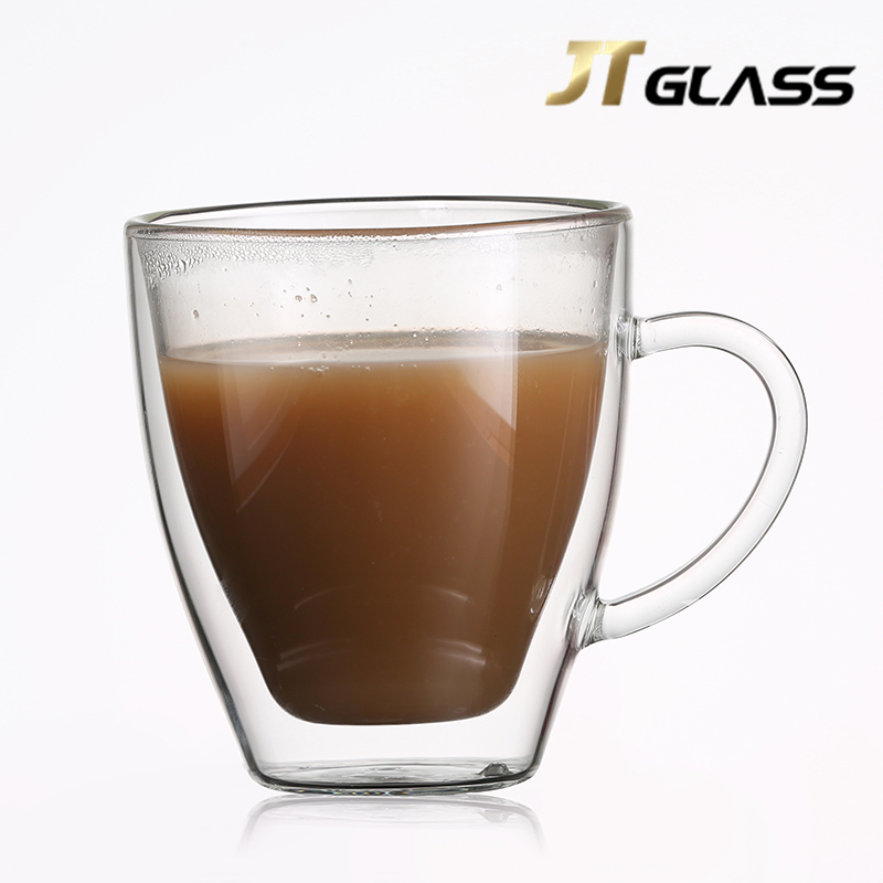 Glass double wall coffee cup high borosilicate glass made in China 