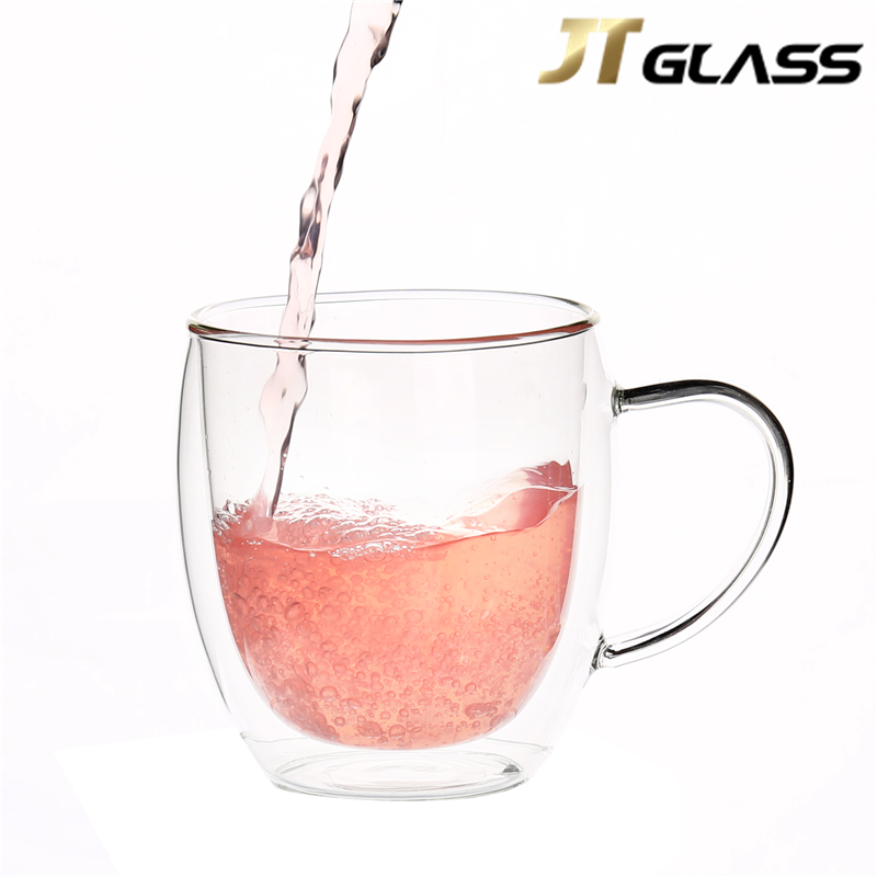 Factory Directly Sell Double Wall Cups with Handle for Hot Water 