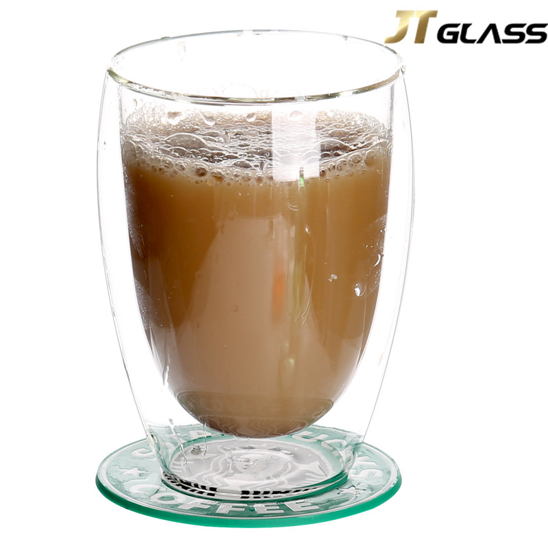 Hand-made Custom Heat Resistant Glass Double Wall Coffee Cup 