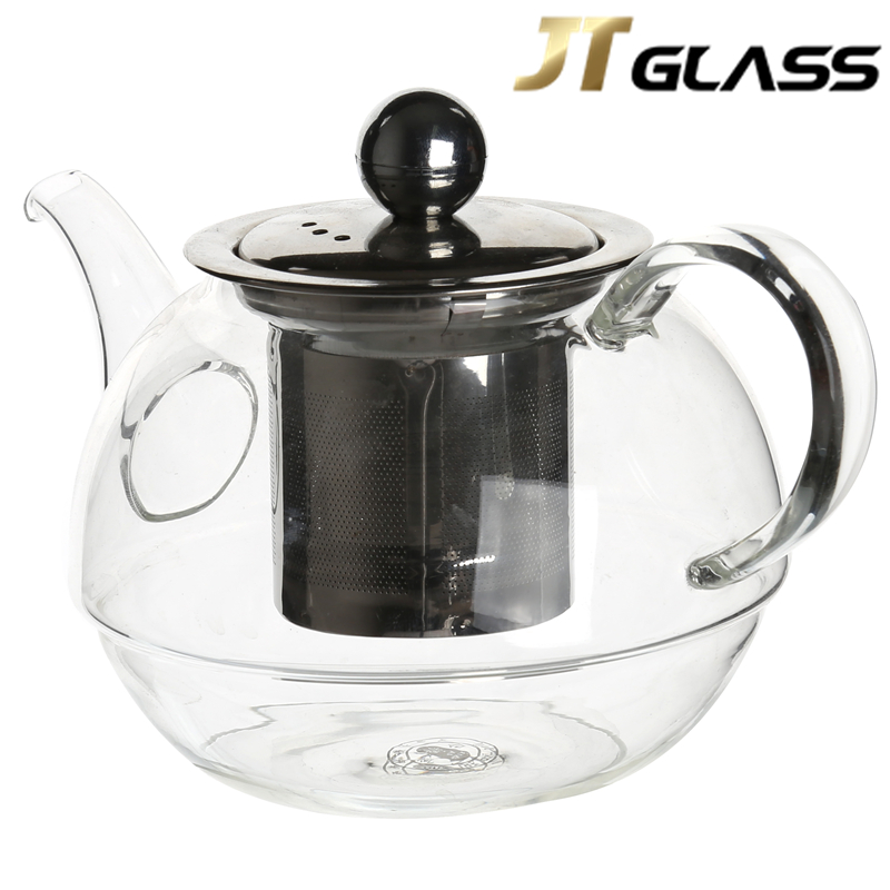 Stainless Steel And Filter Black Glass Teapot Transparent Teapot