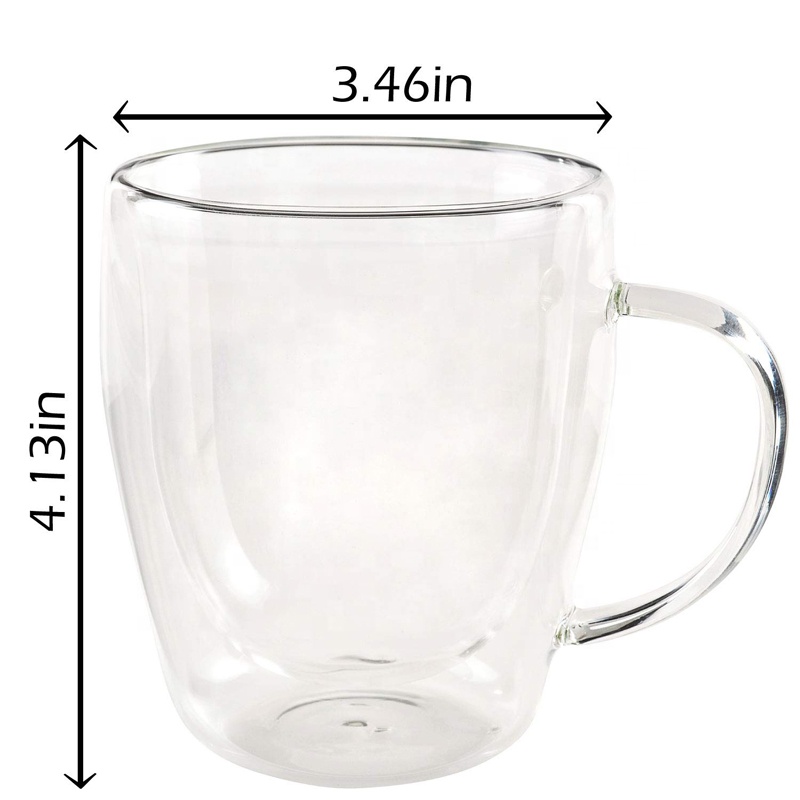 Eco-friendly Double Wall Glass Tumbler Custom Logo Tea Mug Coffee Glass Cups