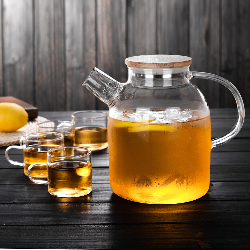  Glass Teapot Borosilicate Glass Tea Pot Heat Resistant Glass Teapot with Bamboo Lid And Infuser