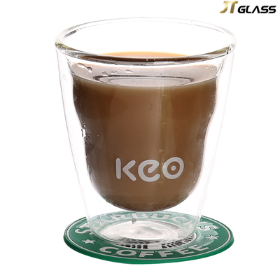 Popular Customized Logo Double Wall Glass Espresso Coffee Cups 