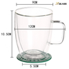 Double layer heat-resistant glass coffee cup with handle