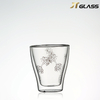 china style glass mug with flower decorative pattern for tea/coffee 