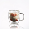 Creative Heat Resistant Borosilicate Double Wall Kids Cartoon Animal Printing Coffee Juice Milk pig Glass Cup